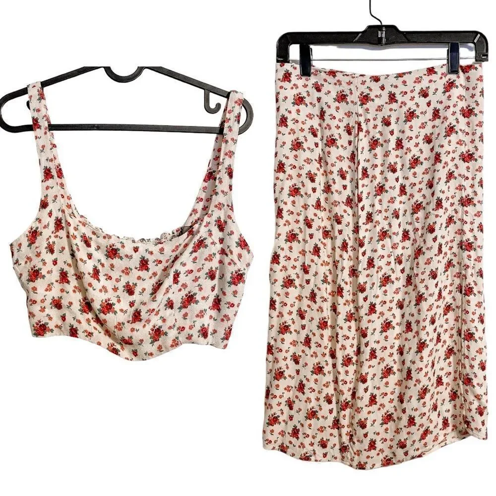 Reformation Two Piece Skirt Set Floral 6